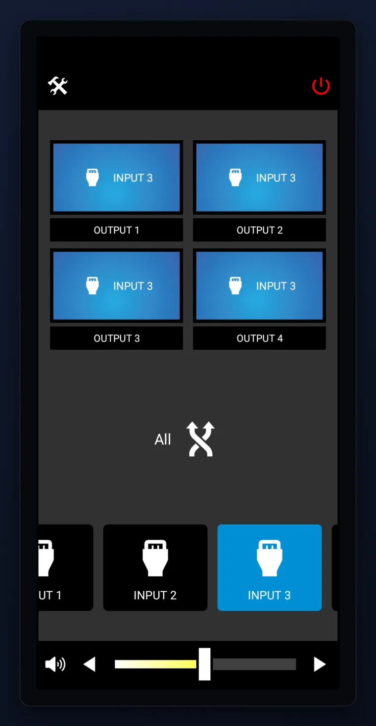 Phone Many-to-Many matrix view routed to all outputs