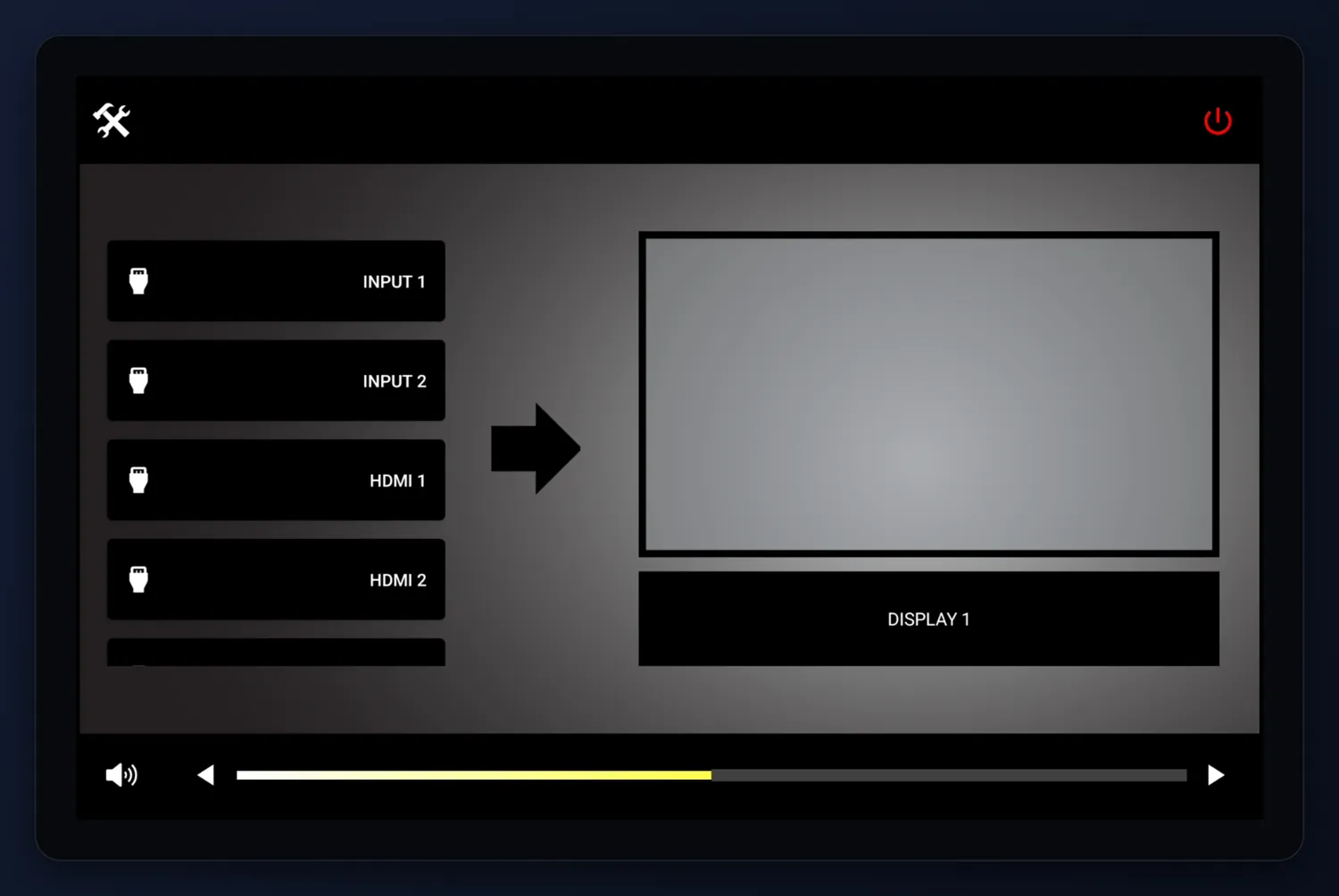 Tablet End User Interface before a source is selected